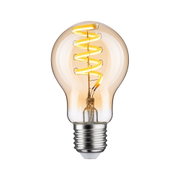 LED light bulb with spiral yellow filament and clear glass for decorative lighting and energy saving