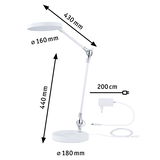 Weiße LED-Tischlampe mit verstellbarem Arm und 200 cm Kabel für moderne Arbeitsplatzbeleuchtung