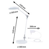 Lampe de bureau LED blanche avec bras réglable et câble de 200 cm pour éclairage moderne