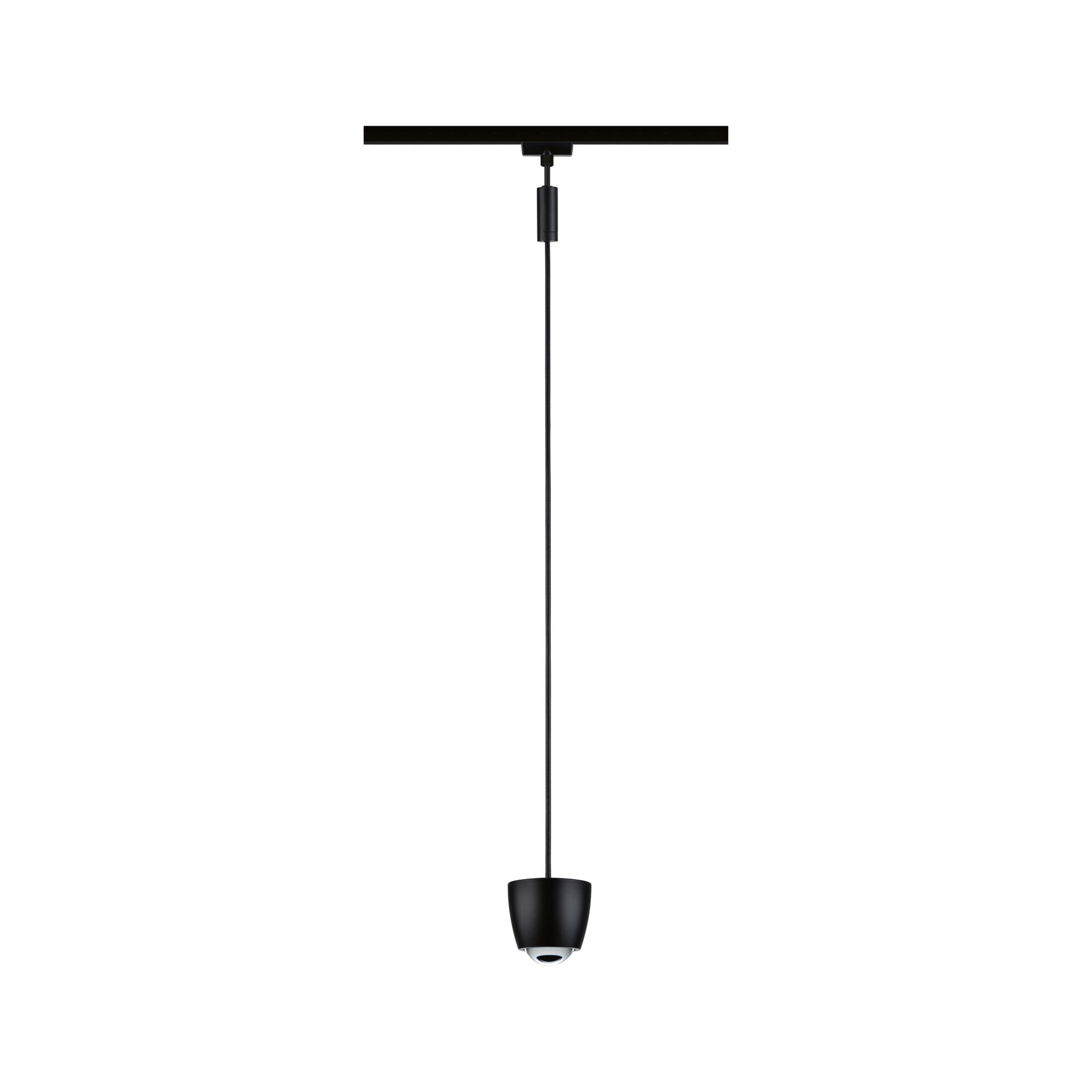 Schwarze Pendelleuchte aus Metall mit schmalem Kabel für moderne Innenbeleuchtung