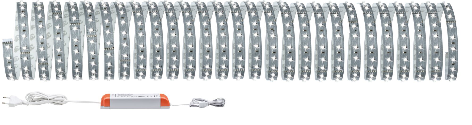 Longue bande LED blanche avec prise et transformateur pour éclairage intérieur flexible