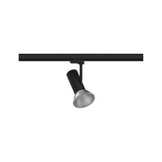 Schwarze LED-Schienenleuchte aus Metall mit verstellbarem Spot für moderne Innenbeleuchtung