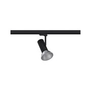 Schwarze LED-Schienenleuchte aus Metall mit verstellbarem Spot für moderne Innenbeleuchtung