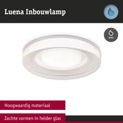 Witte Luena inbouwlamp van hoogwaardig materiaal met helder glas en IP65 bescherming voor vochtige ruimtes