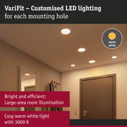 VariFit recessed LED lights with warm white 3000K for bright and efficient room illumination