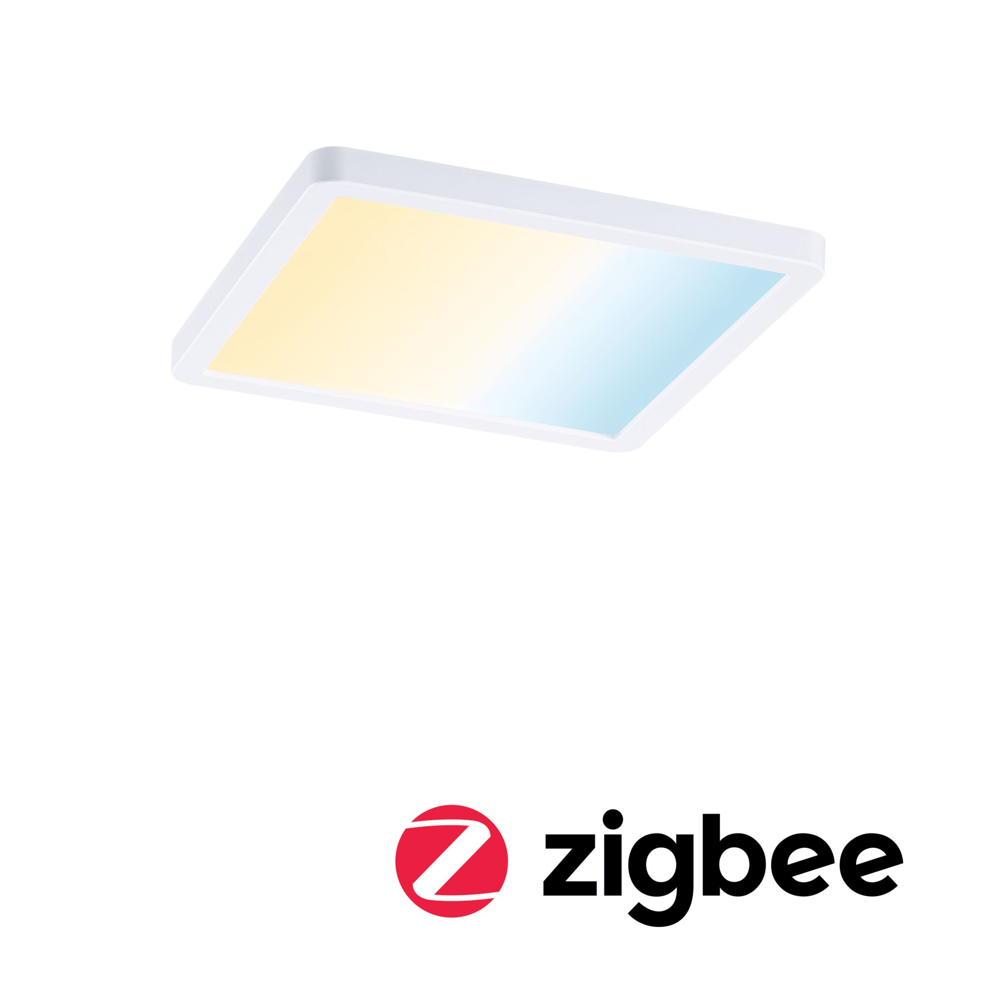 Rechthoekige witte LED-plafondlamp met instelbare kleurverloop van warm naar koel wit licht