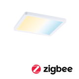 Rechthoekige witte LED-plafondlamp met instelbare kleurverloop van warm naar koel wit licht
