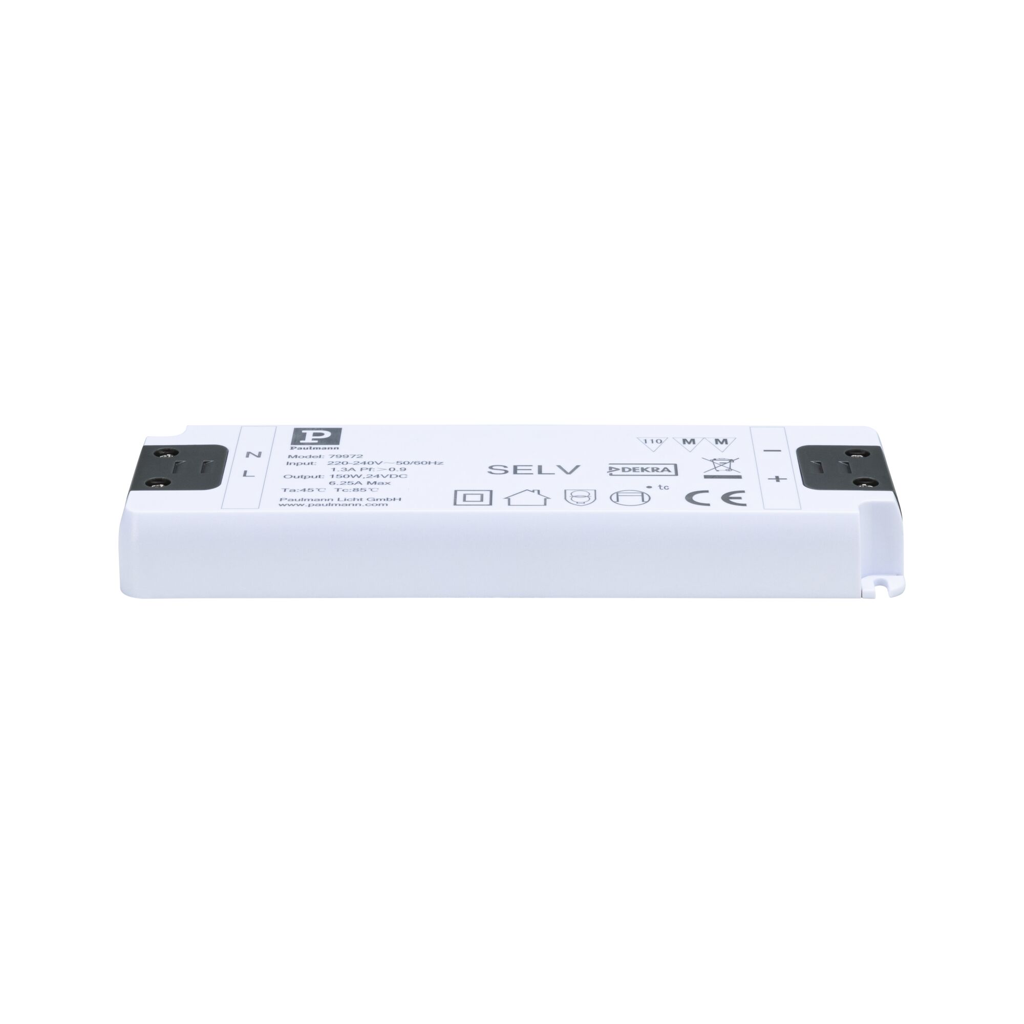 White plastic LED power supply with terminal connectors, energy-efficient lighting component