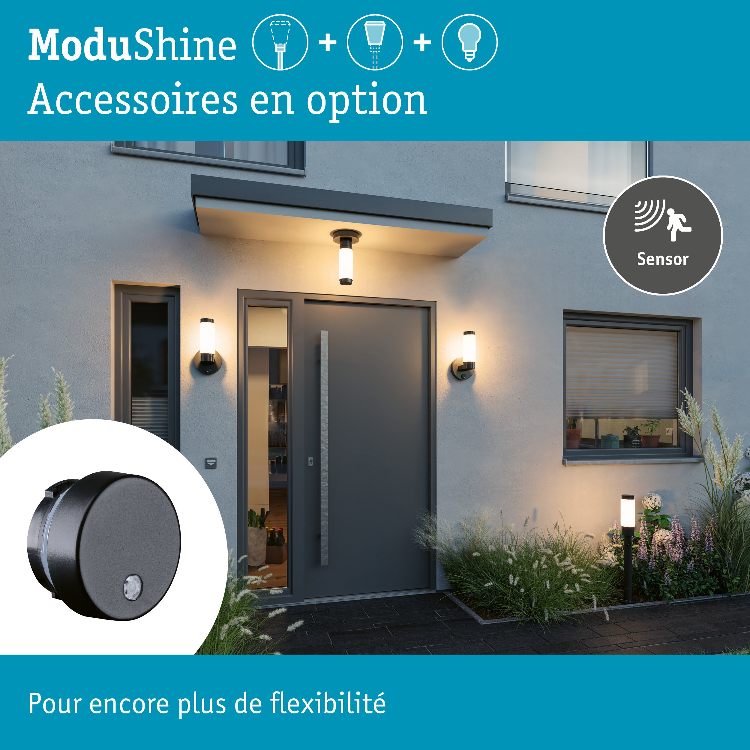 ModuShine Support de plafond Émission lumineuse simple IP44 Anthracite