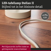 Beige LED-tafellamp Stellan II met stoffen kabel en geïntegreerde snoerschakelaar voor stijlvolle verlichting