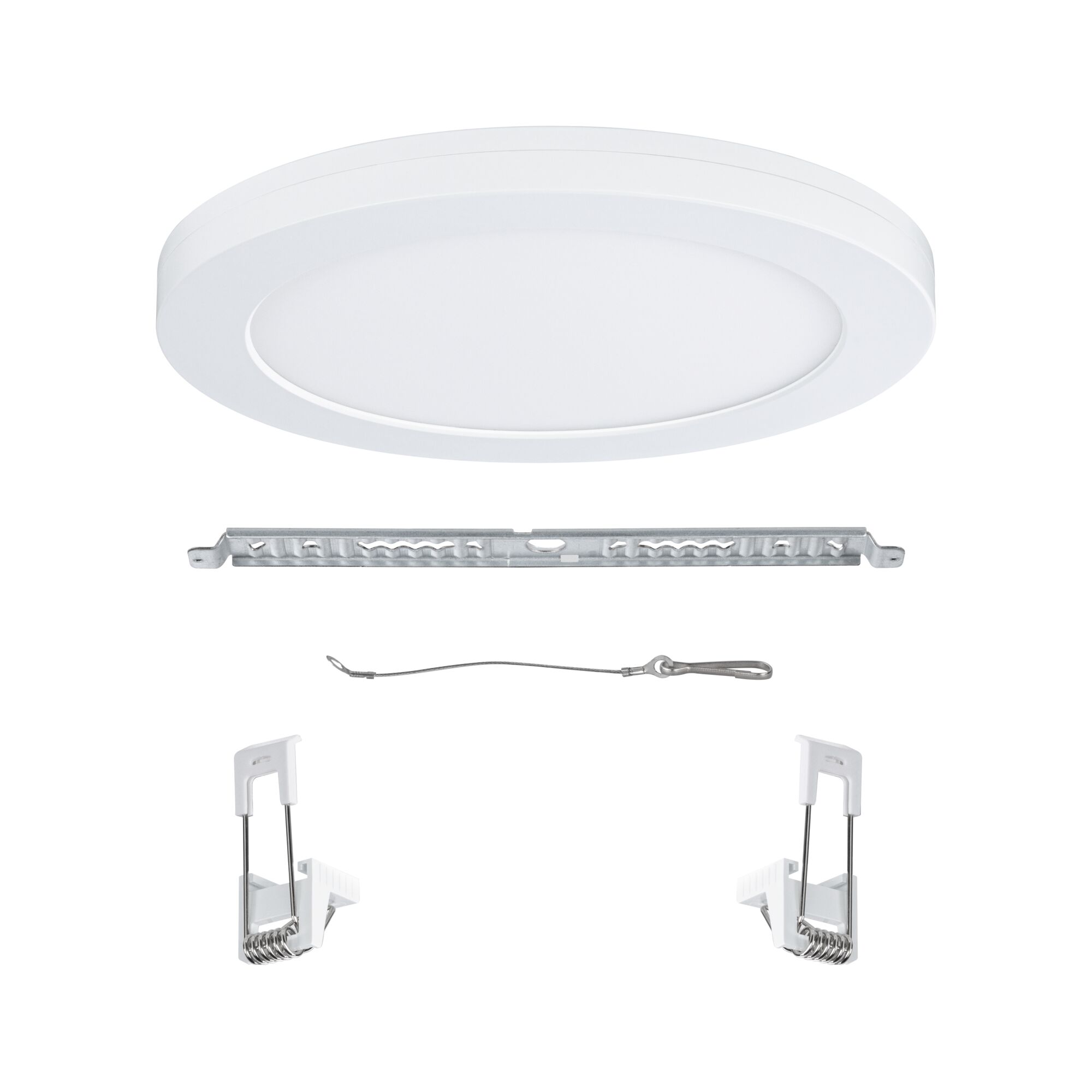Rond wit LED-plafondpaneel van kunststof met montagemateriaal voor energiezuinige verlichting