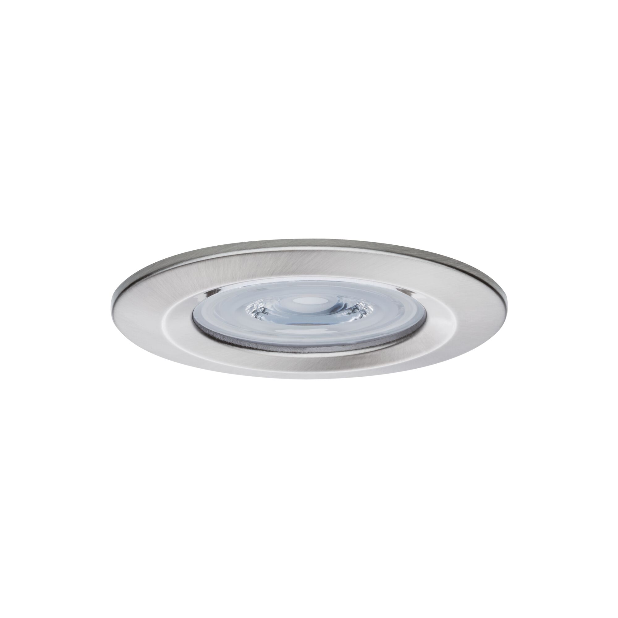 Rundes Einbaustrahler-Gehäuse aus gebürstetem Edelstahl mit klarem Glas und LED-Lichtquelle
