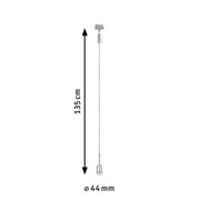 Silbernes Metallpendel mit 135 cm Länge und 44 mm Durchmesser für moderne Beleuchtung