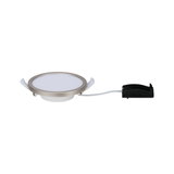 Round LED recessed panel with silver aluminum frame and white diffuser for energy-efficient lighting