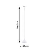 Hvid metalpendel med 140 mm diameter og 140,5 cm længde til moderne belysning