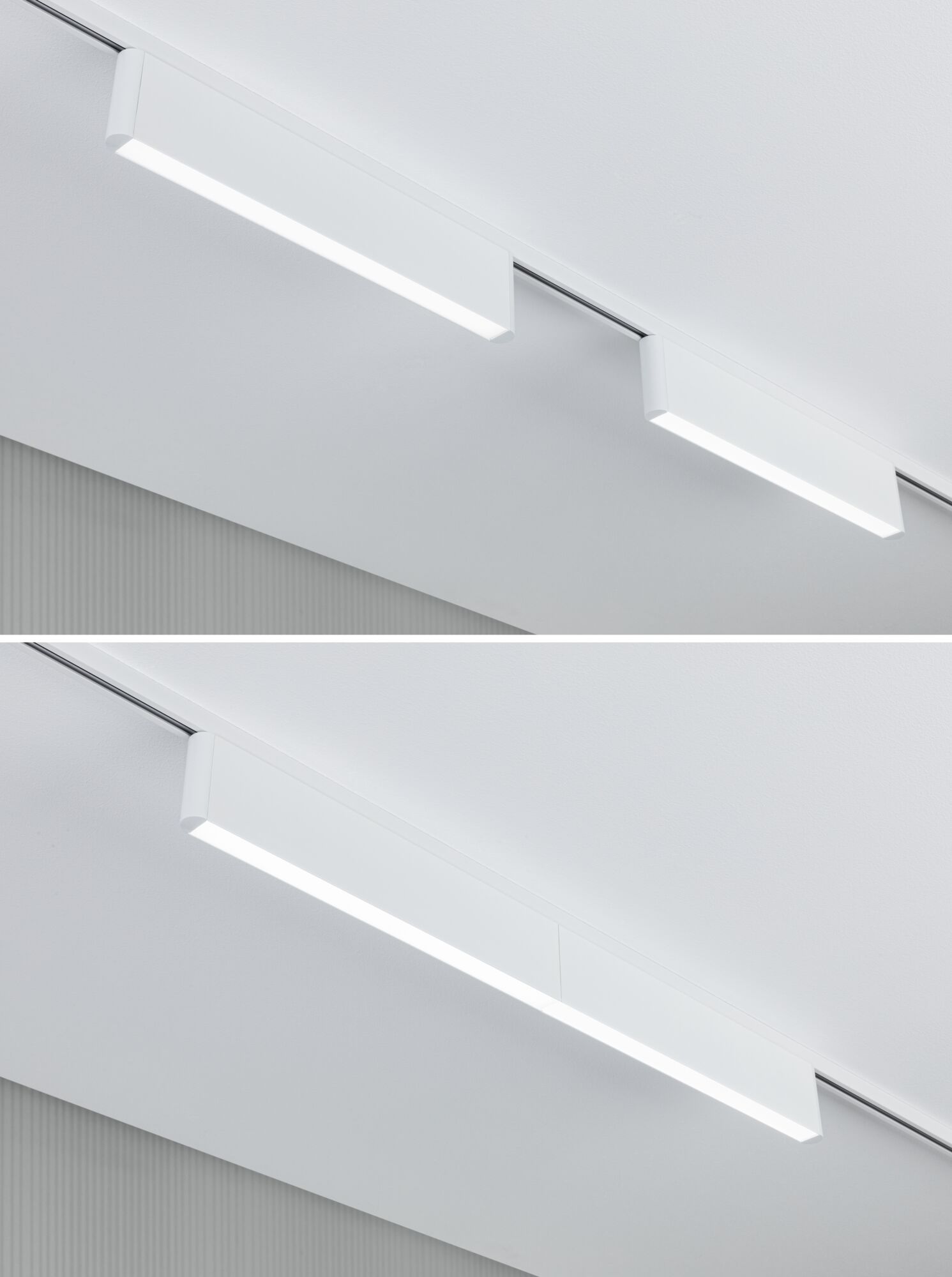 Modern white aluminum LED track light with sleek design for indoor lighting solutions