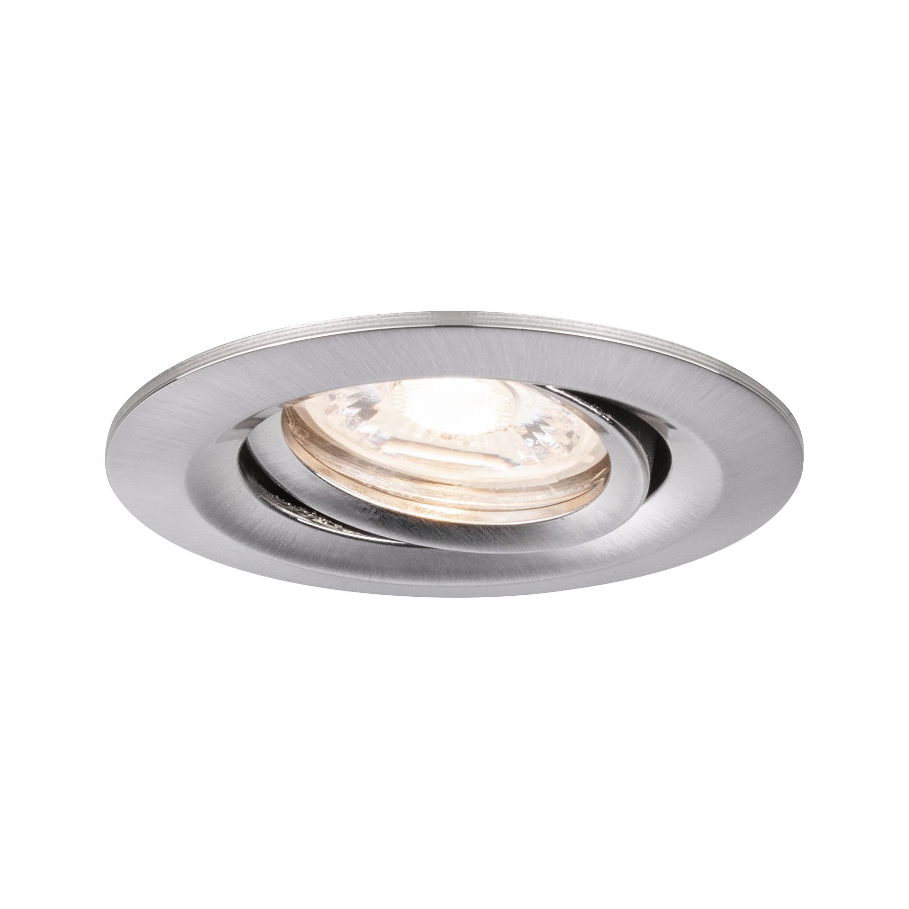 Round recessed light housing in brushed stainless steel silver for LED lighting fixtures
