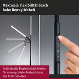 Flexible schwarze LED-Schreibtischlampe mit dimmbarer Helligkeit und verstellbarem Leuchtenkopf für Bürobeleuchtung