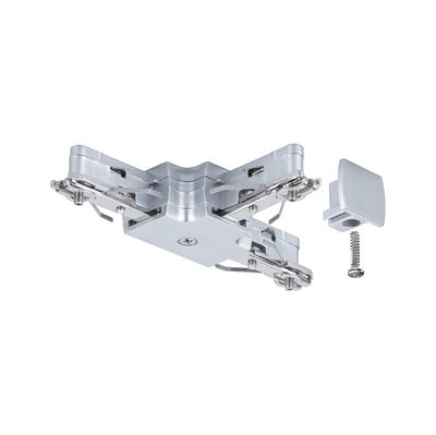 Zilverkleurige metalen connector met schroef en kap voor LED-rails verlichtingssystemen