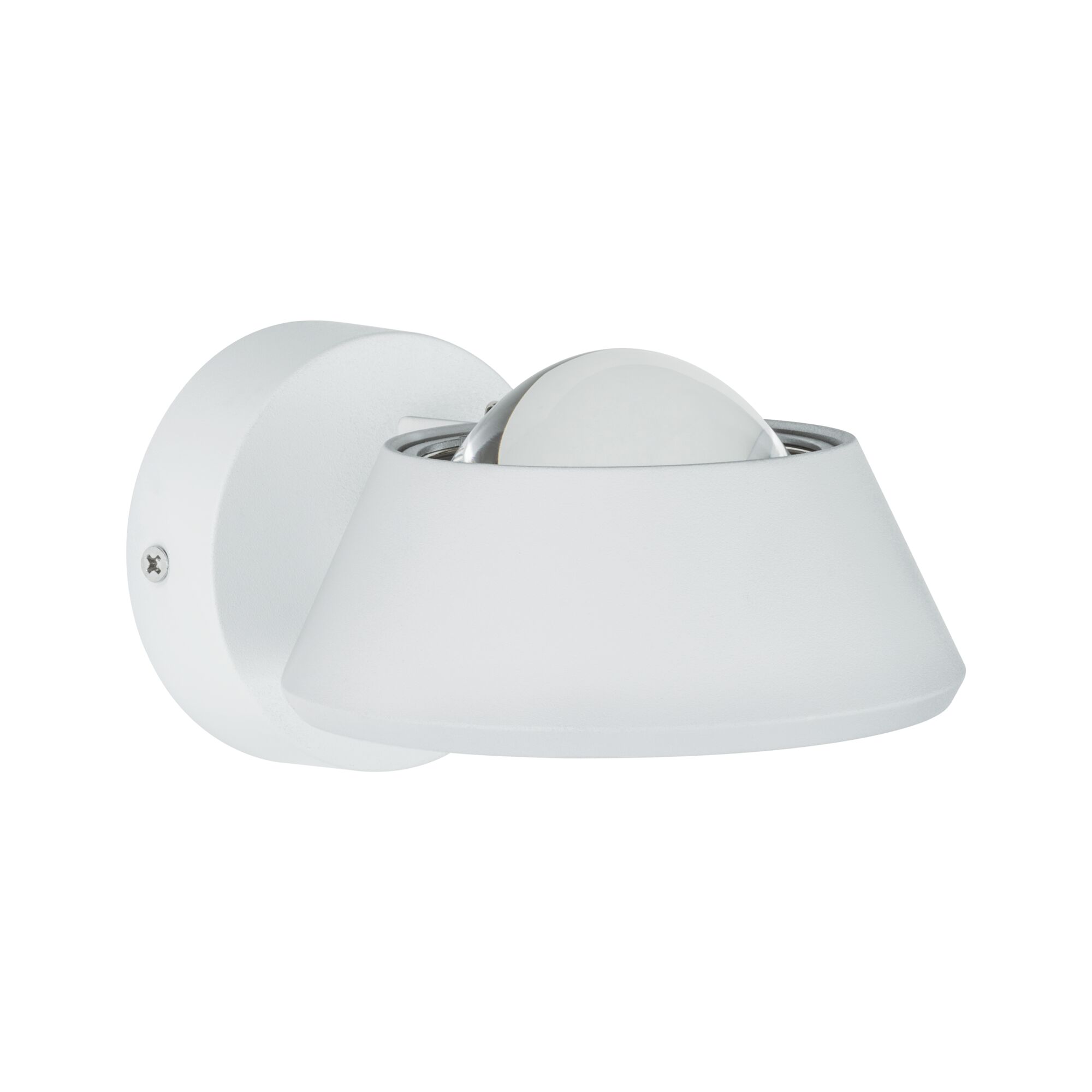 Witte metalen LED-wandspot met bolvormig glas voor moderne binnenverlichting