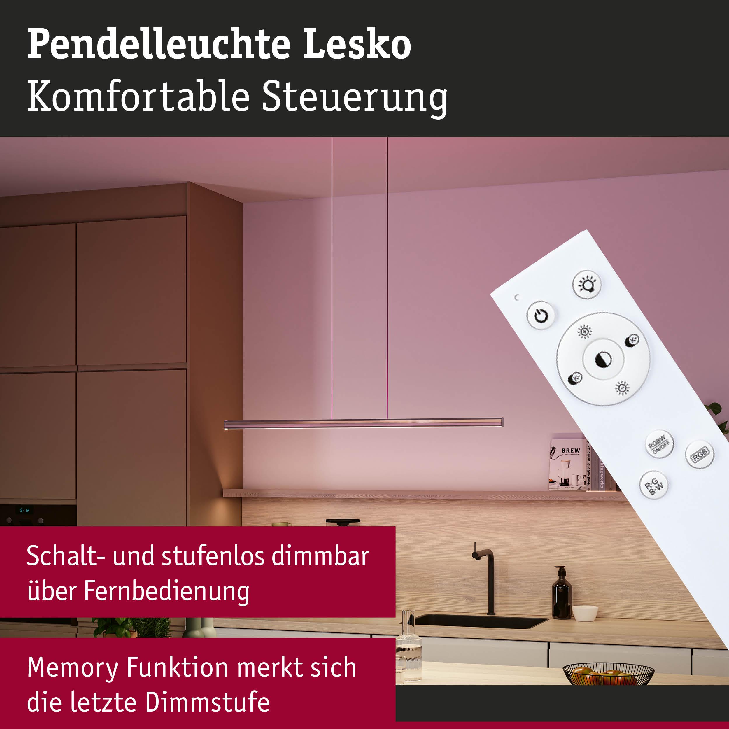 Pendelleuchte Lesko in Silber mit Fernbedienung dimmbar für moderne Küchenbeleuchtung