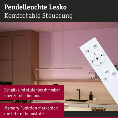 Pendelleuchte Lesko in Silber mit Fernbedienung dimmbar für moderne Küchenbeleuchtung
