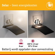 Zonne-energie huisnummerverlichting met zwarte kunststof basis en heldere acrylplaat