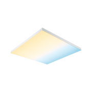 Rechteckige LED-Deckenleuchte mit weißem Rahmen und warmweißem bis kaltweißem Licht für Wohnräume