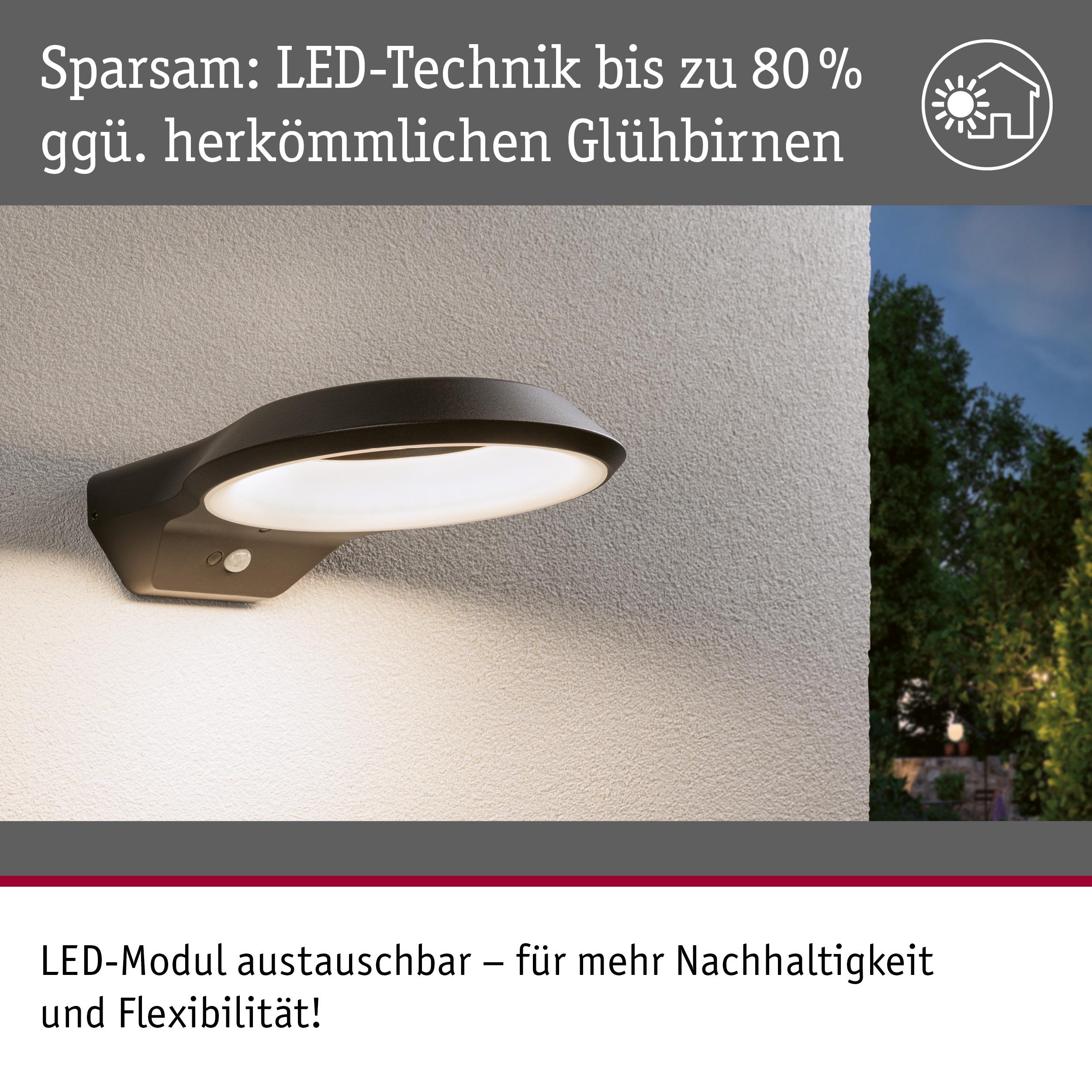 Moderne schwarze LED-Außenwandleuchte mit energiesparender Technik und austauschbarem Modul für Nachhaltigkeit