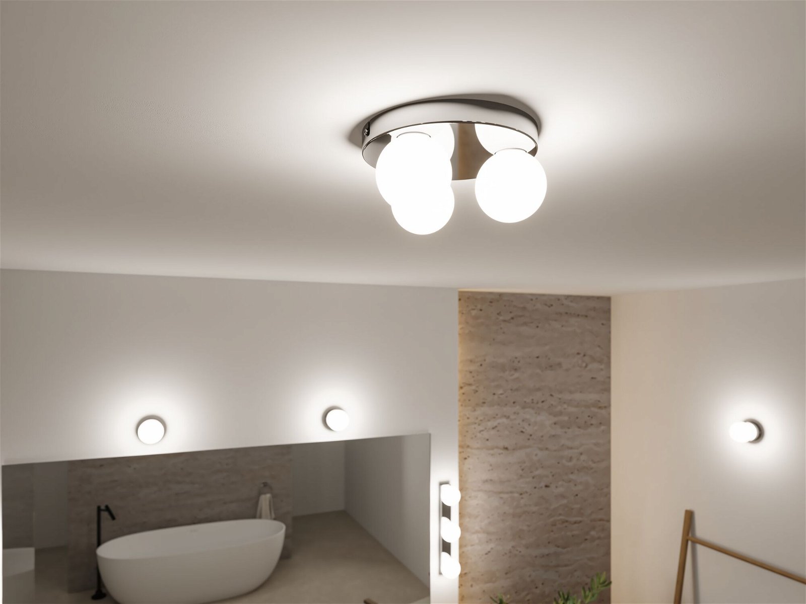 Selection Bathroom Plafondlampen Gove IP44 G9 230V max. 3x20W dimbaar Chroom/Satijn