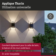 Applique Tharin en acier inoxydable noir IP44, usage universel pour salle de bain, balcon et murs extérieurs