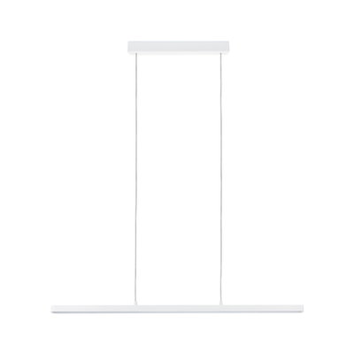 Minimalistische weiße LED-Pendelleuchte aus Metall mit schlankem Design für moderne Innenräume