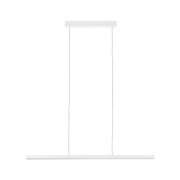 Modern white metal LED pendant light with slim design for living rooms and offices