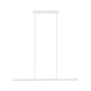 Modern white metal LED pendant light with slim design for living rooms and offices