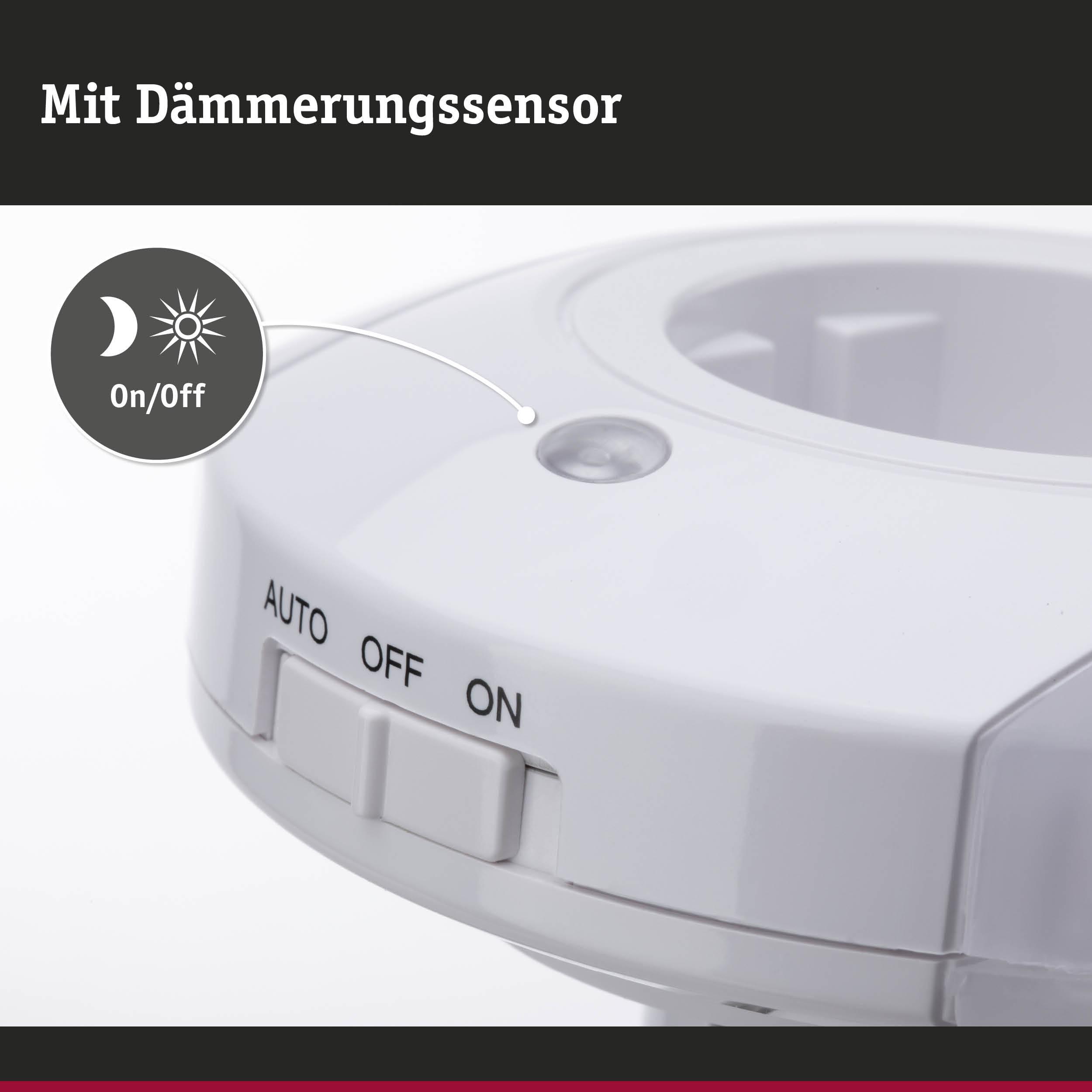 Weißer Schalter mit Dämmerungssensor und AUTO OFF ON Einstellung für energiesparende Beleuchtung