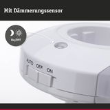 Weißer Schalter mit Dämmerungssensor und AUTO OFF ON Einstellung für energiesparende Beleuchtung