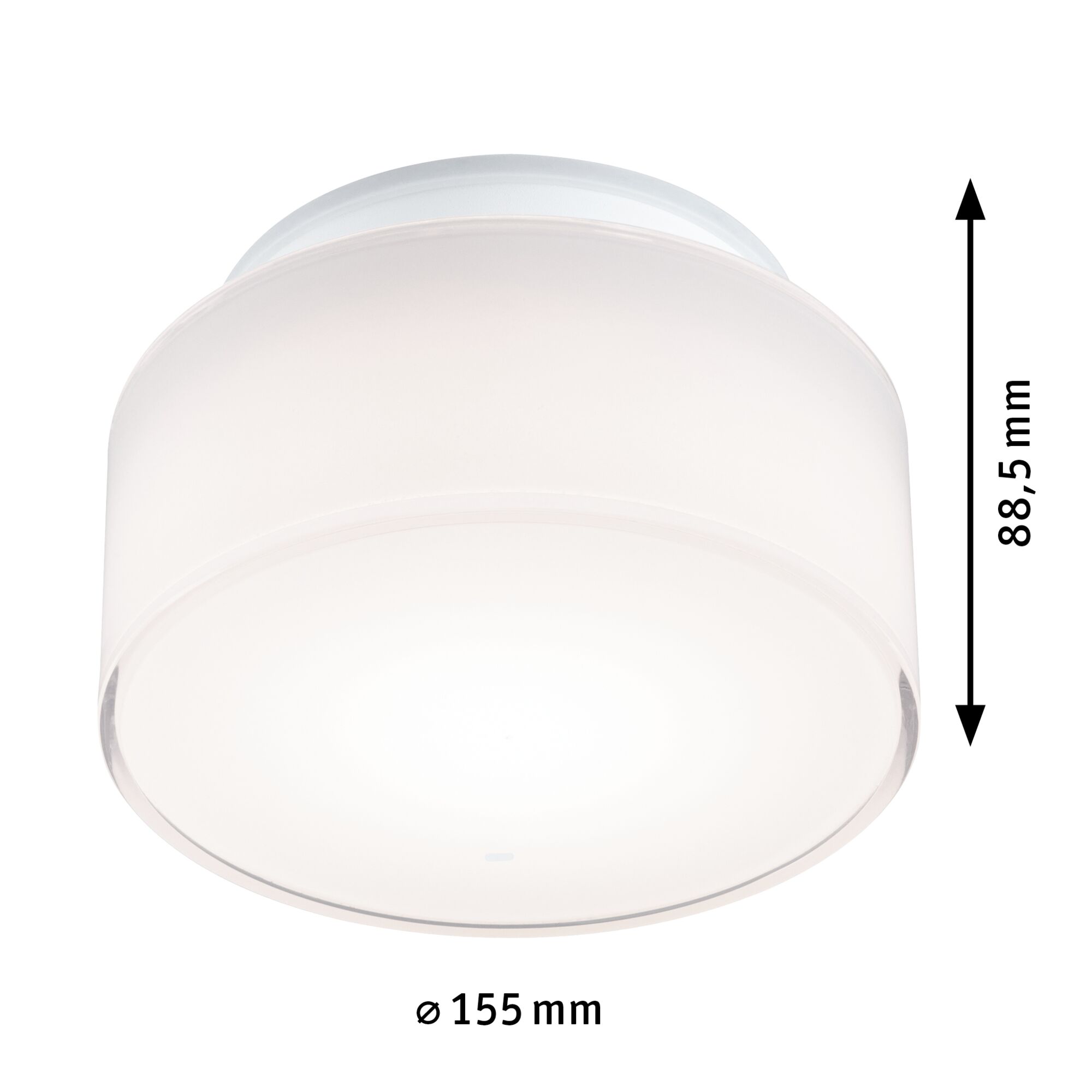 Plafonnier rond en plastique blanc de 155 mm de diamètre et 88,5 mm de hauteur pour pièces à vivre