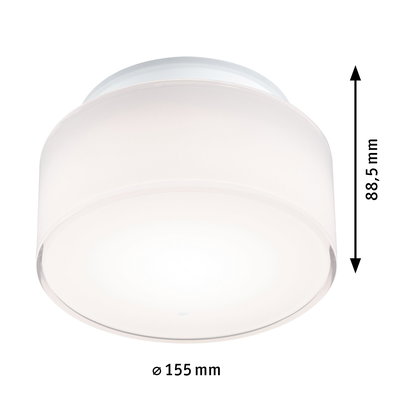 Plafonnier rond en plastique blanc de 155 mm de diamètre et 88,5 mm de hauteur pour pièces à vivre