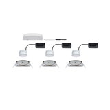 Trois spots encastrés LED blancs avec drivers noirs et boîtier de connexion blanc pour éclairage moderne