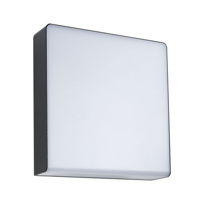 Square LED wall light with black housing and white diffuser for modern indoor lighting