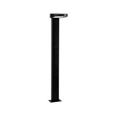 Black aluminum outdoor lamp with round head and built-in sensor for garden lighting