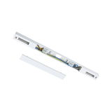 White aluminum housing with exposed wiring for LED light strips, electrical connection module