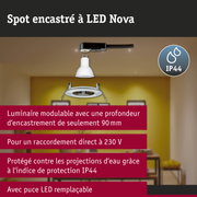 Spot encastré LED 3-Step-Dim Nova Kit de base fixe IP44 rond 78mm GU10 3x6,5W 3x460lm 230V gradable 2700K Acier brossé