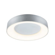 Runde Deckenleuchte aus silbernem Metall mit integriertem LED-Licht für modernes Raumdesign