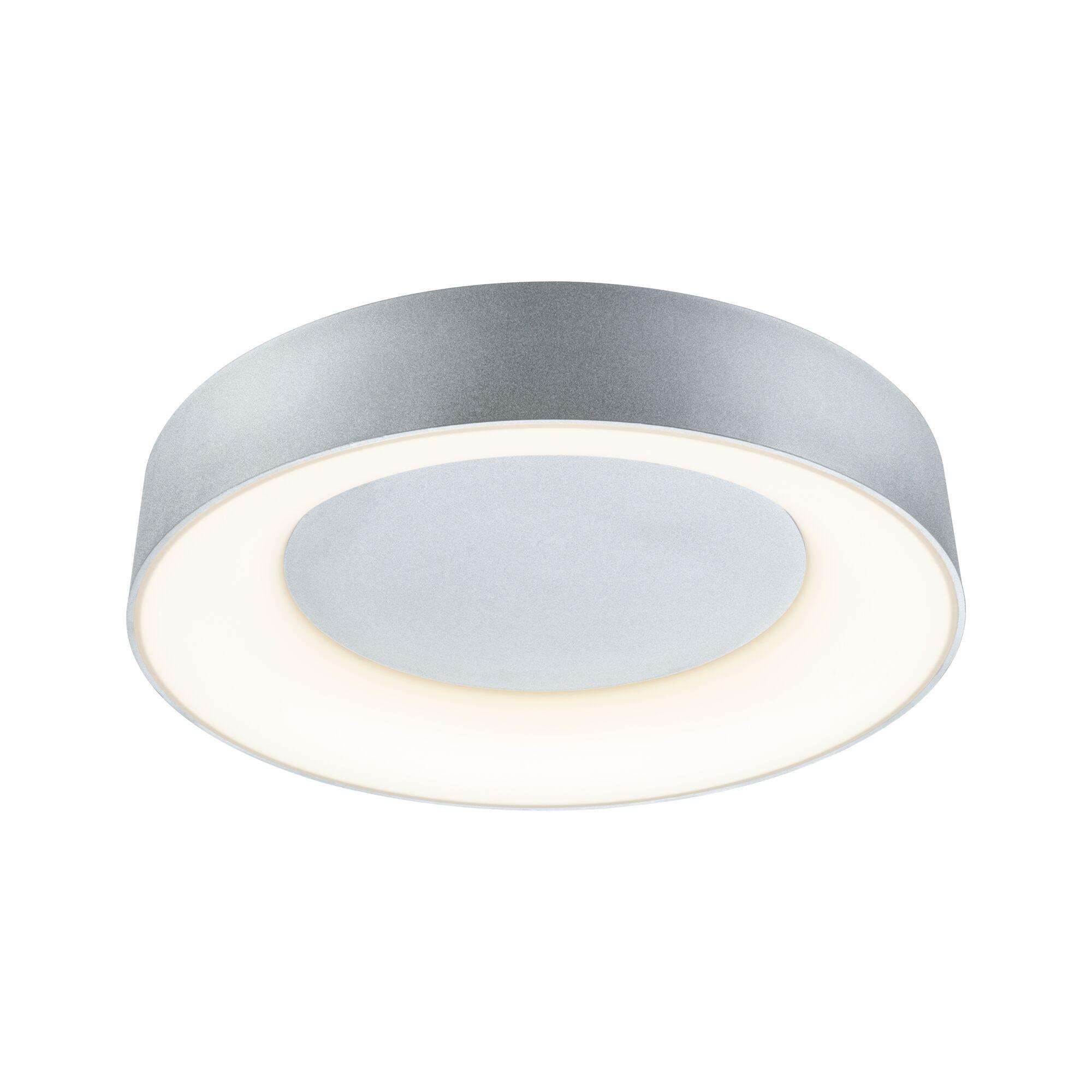 Runde Deckenleuchte aus silbernem Metall mit integriertem LED-Licht für modernes Raumdesign