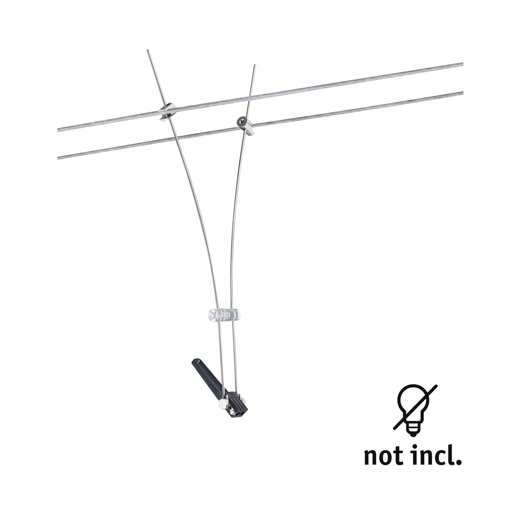 Support câble en acier inoxydable avec pièce en plastique noir pour système LED sans ampoule incluse