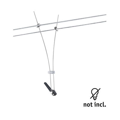 Stainless steel wire cable holder with black plastic part for LED cable system without bulb included