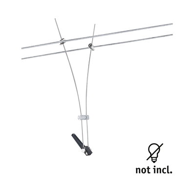 Stainless steel wire cable holder with black plastic part for LED cable system without bulb included