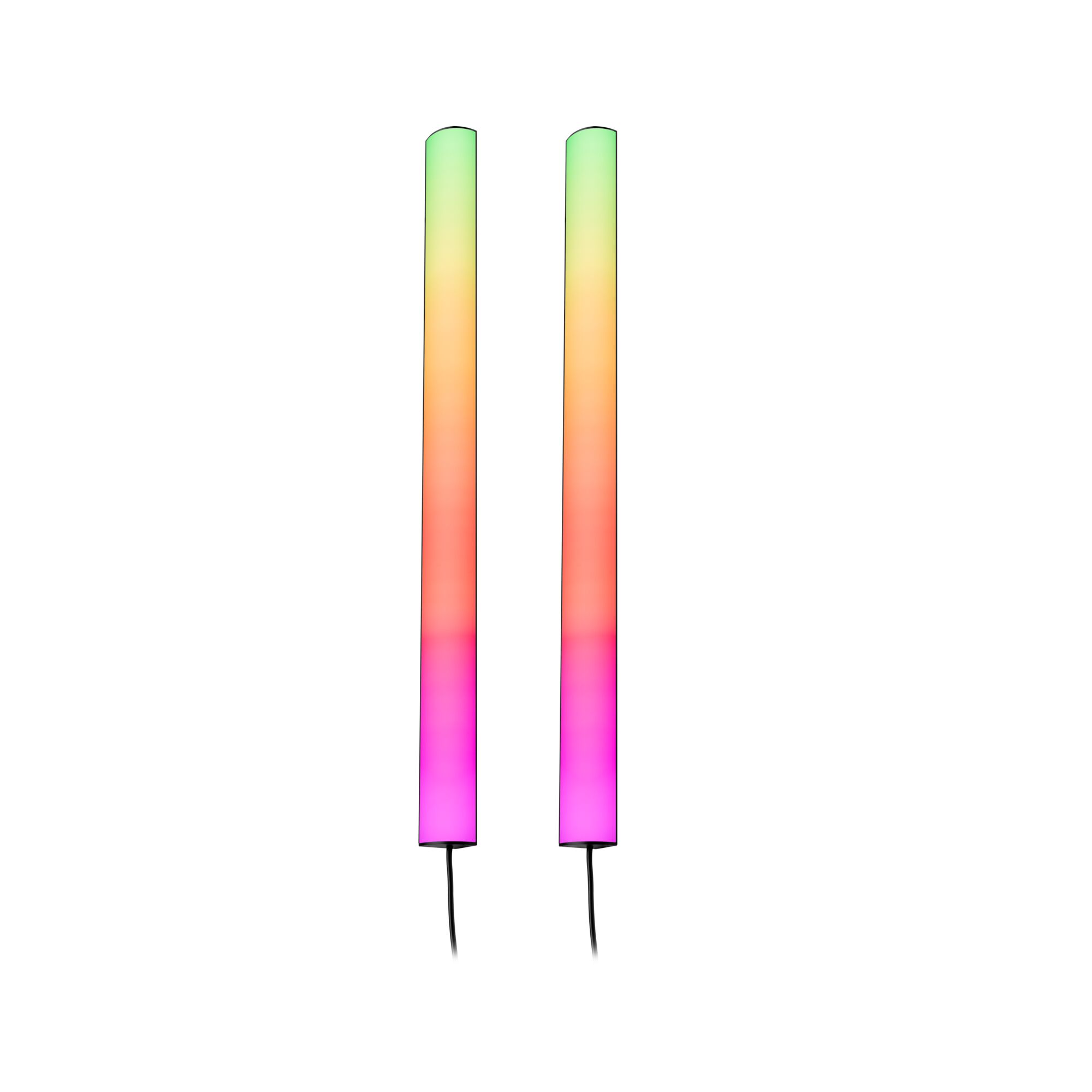 Two slim LED light bars with multicolor RGB lighting and black cable for ambient lighting effects