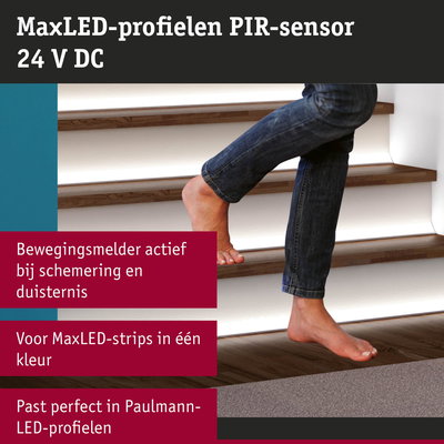 MaxLED PIR-sensor 24 V DC voor LED-profielen met bewegingsmelder bij schemering en duisternis